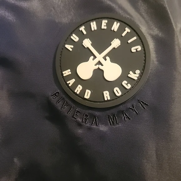 Hard Rock Hotel Riviera Maya Bomber Jacket Blue Zip Up Polyester Mens Small - Picture 5 of 12